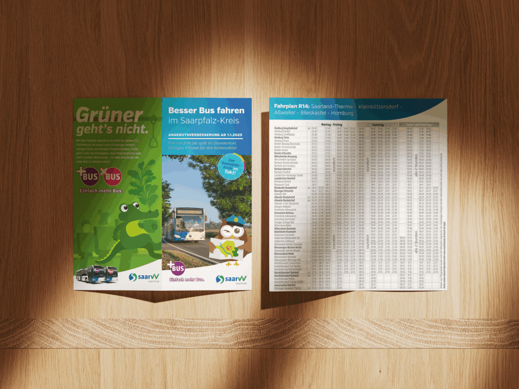 Faltfahrplan und Fahrplanübersicht des Saarpfalz-Kreises